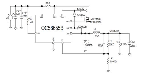 歐創(chuàng)芯開(kāi)關(guān)降壓型dc dc控制器oc58655b產(chǎn)品介紹